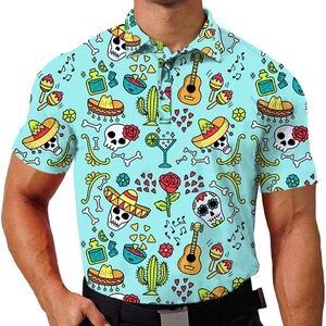 Men's Skeleton Skull Colorful Patterned Polo Shirt